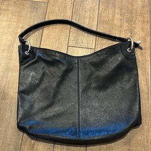 Black leather bag. Made in Spain. Hobo bucket